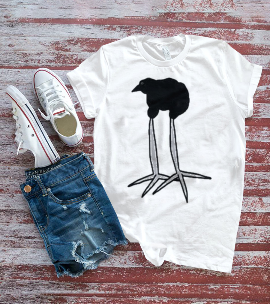 Zasha Charcoal Raven Bird Long Legs T-Shirt