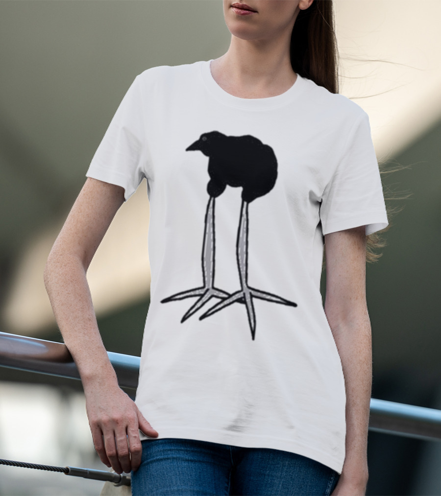 Zasha Charcoal Raven Bird Long Legs T-Shirt