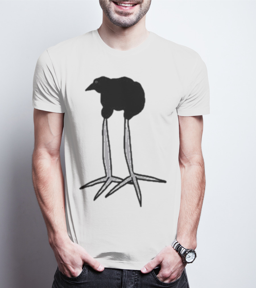 Zasha Charcoal Raven Bird Long Legs T-Shirt