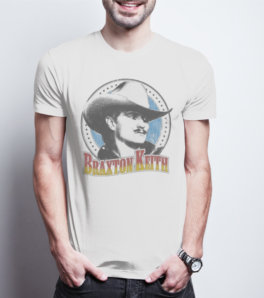 Braxton Keith Western Cowboy Style Headshot Retro Design T-Shirt