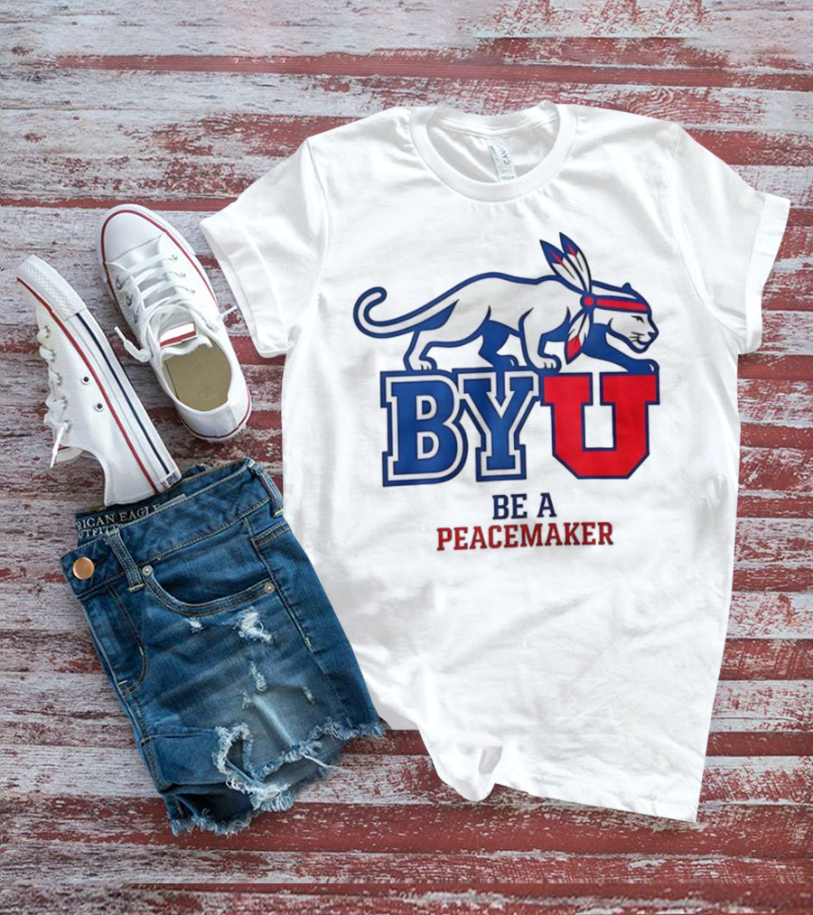 BYU Be A Peacemaker Cougar Logo T-Shirt
