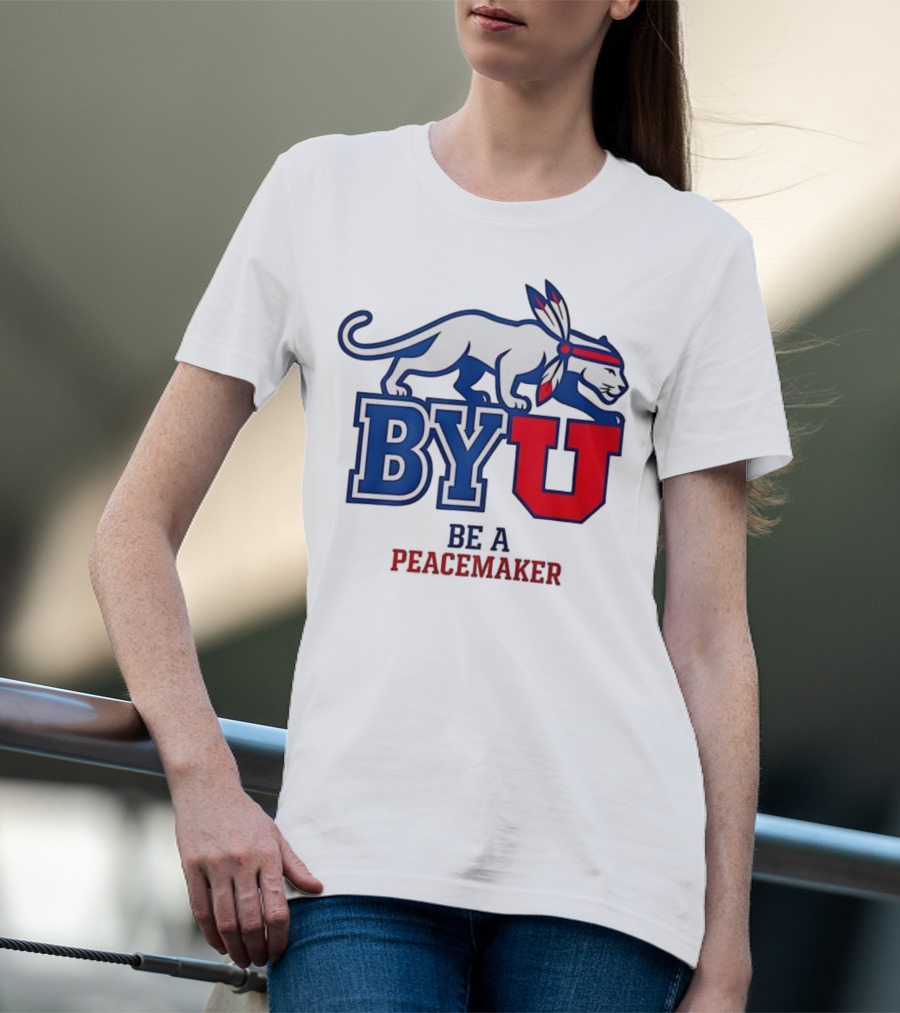 BYU Be A Peacemaker Cougar Logo T-Shirt