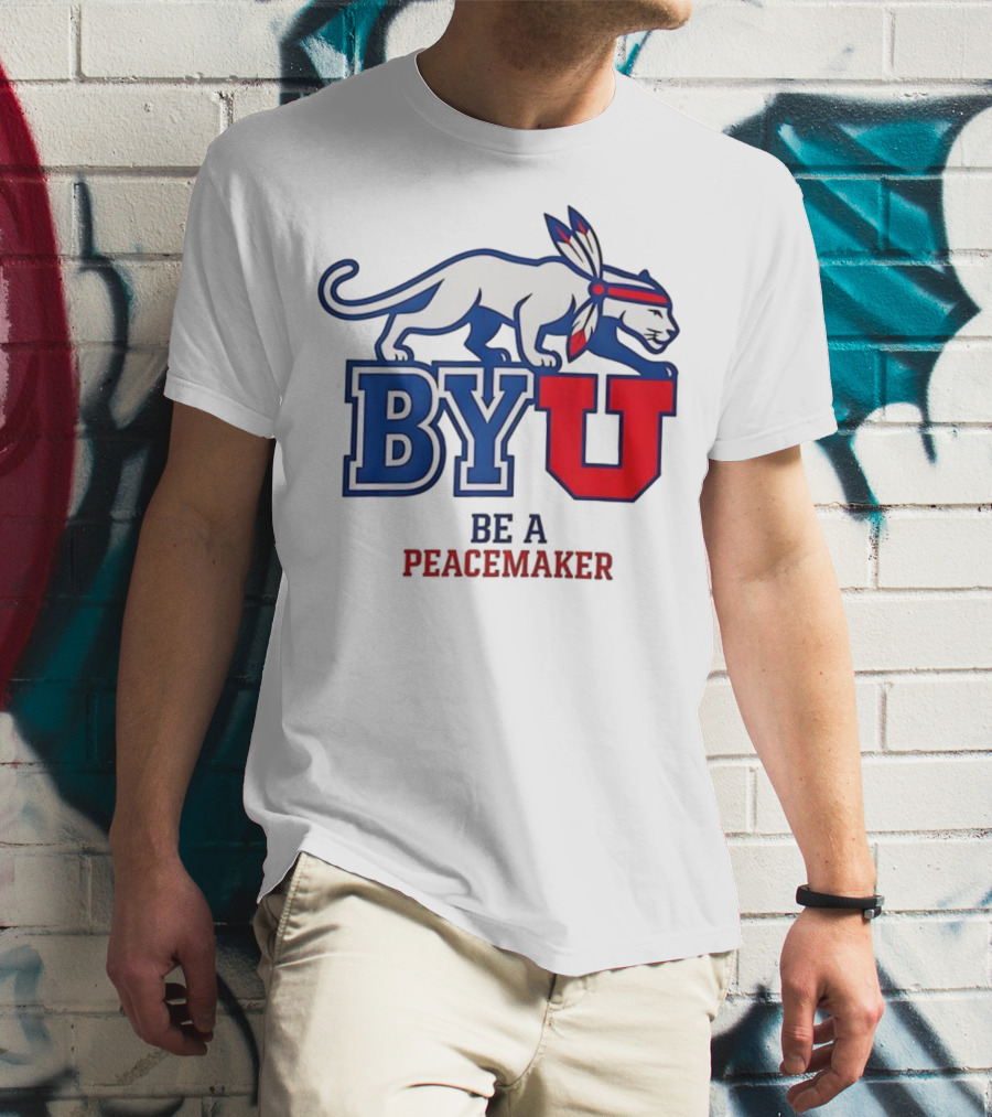 BYU Be A Peacemaker Cougar Logo T-Shirt
