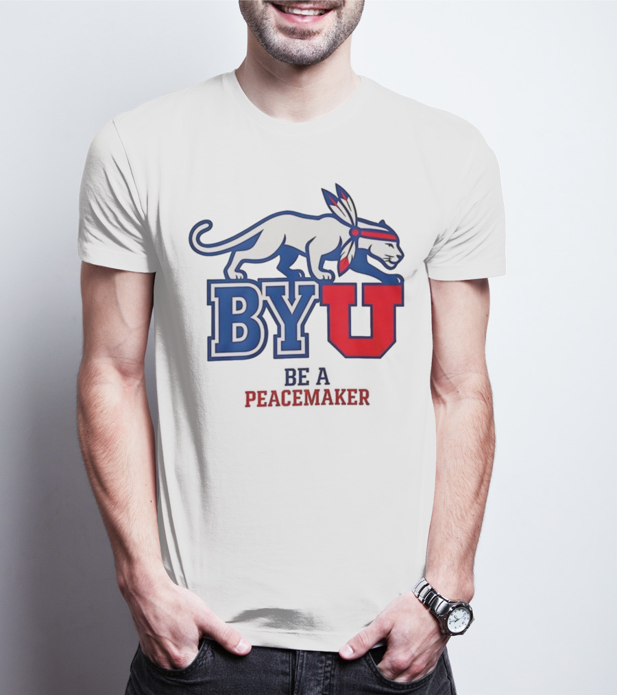 BYU Be A Peacemaker Cougar Logo T-Shirt