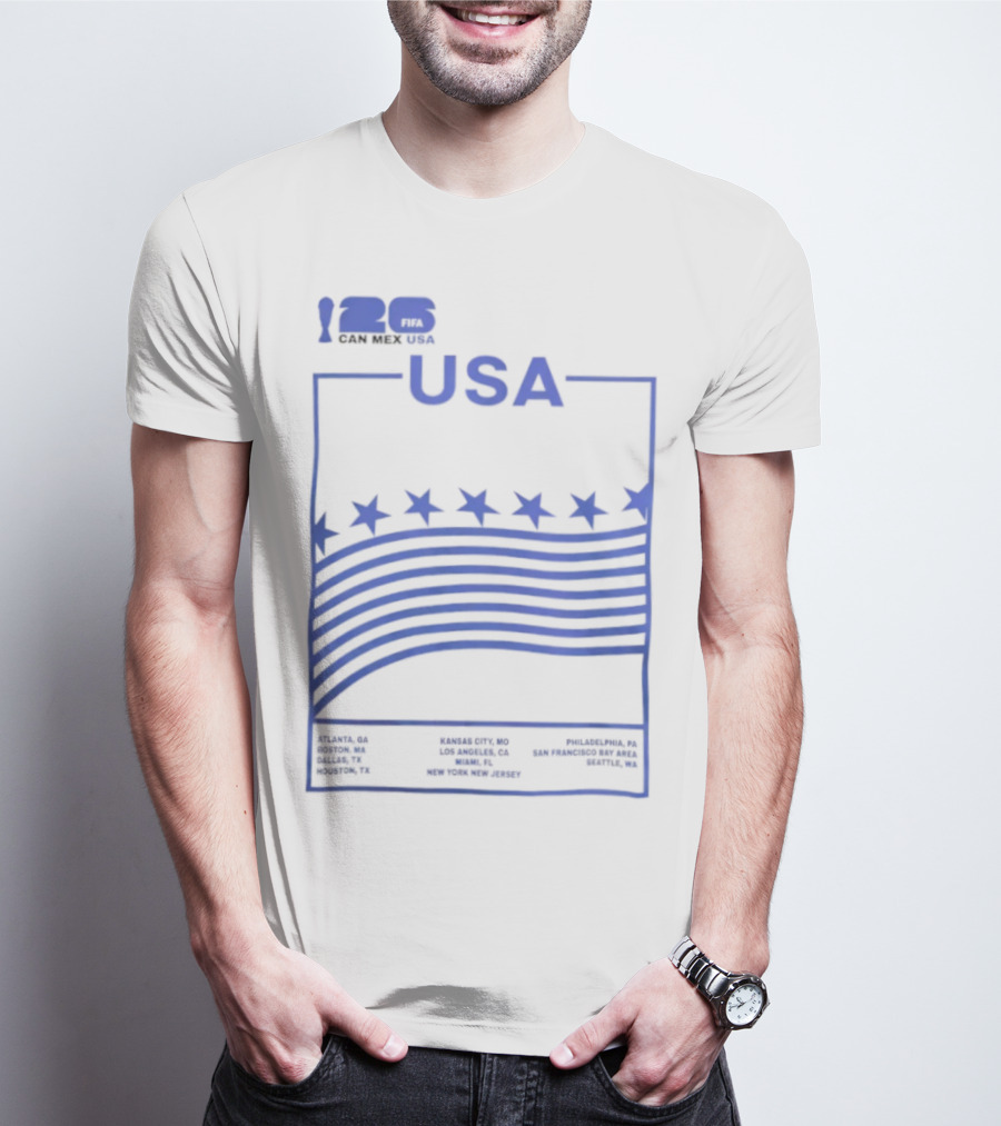 FIFA World Cup 2026 Host USA CAN MEX Stars Flags T-Shirt
