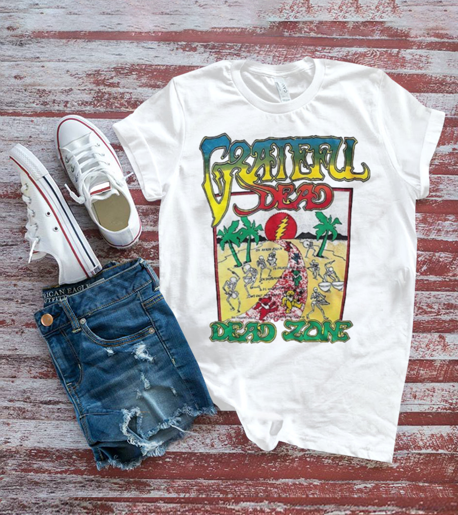 Grateful Dead Skeleton Dead Zone With Desert Scene And Dates T-Shirt