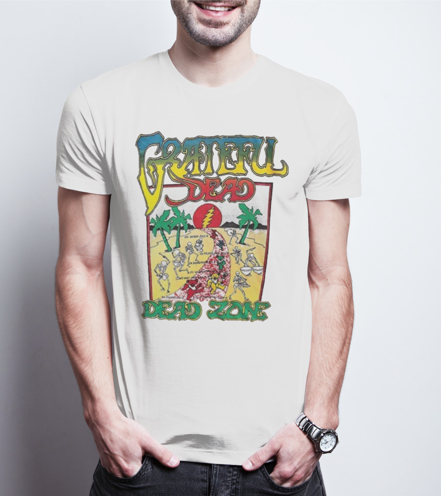 Grateful Dead Skeleton Dead Zone With Desert Scene And Dates T-Shirt