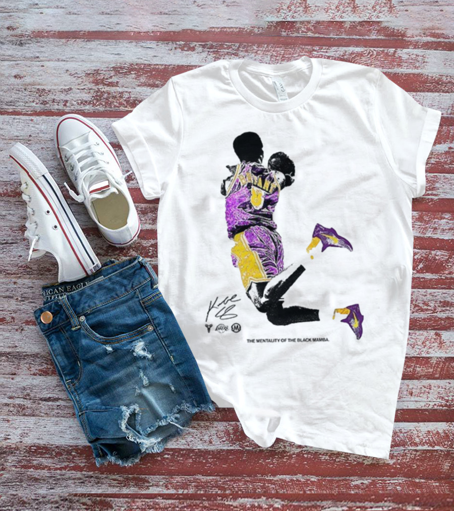 Los Angeles Lakers Kobe Bryant Black Mamba Mentality Purple Gold Signature 8 T-Shirt