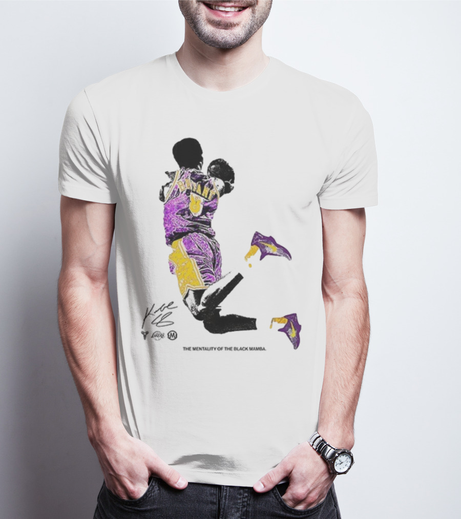 Los Angeles Lakers Kobe Bryant Black Mamba Mentality Purple Gold Signature 8 T-Shirt