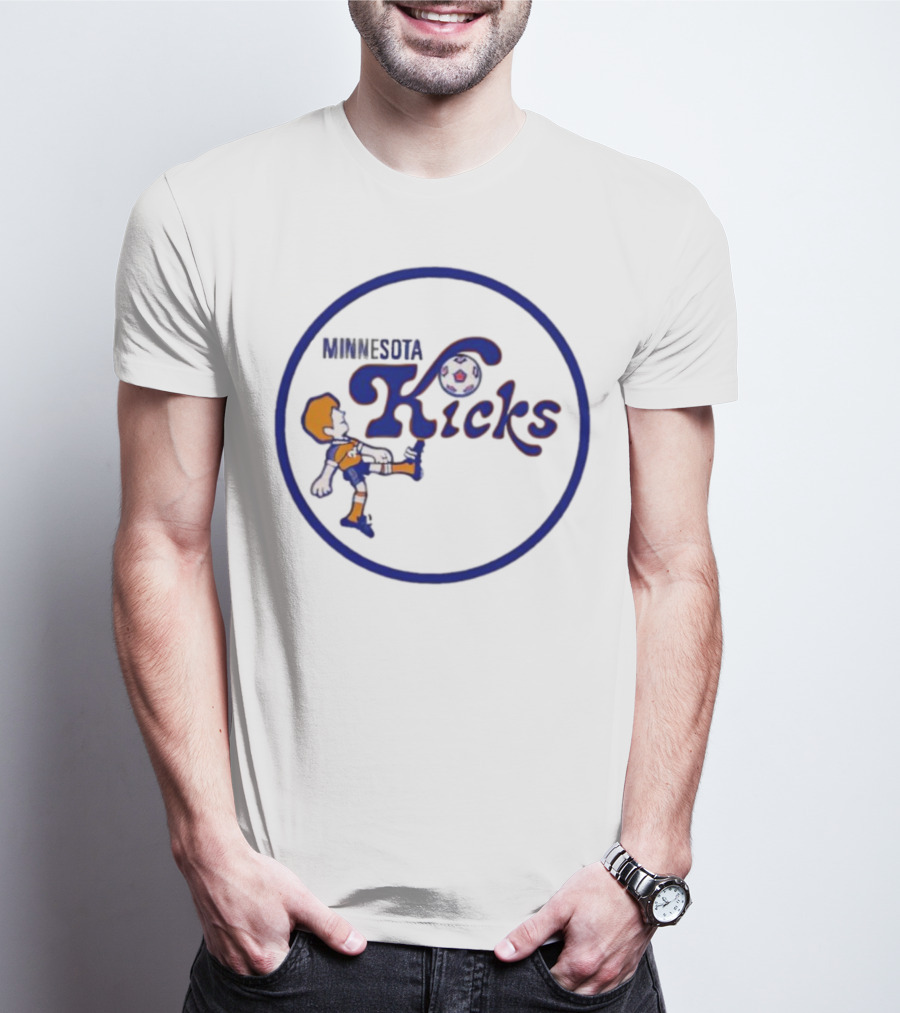 Minnesota Kicks Soccer Cartoon Player Retro Style T-Shirt