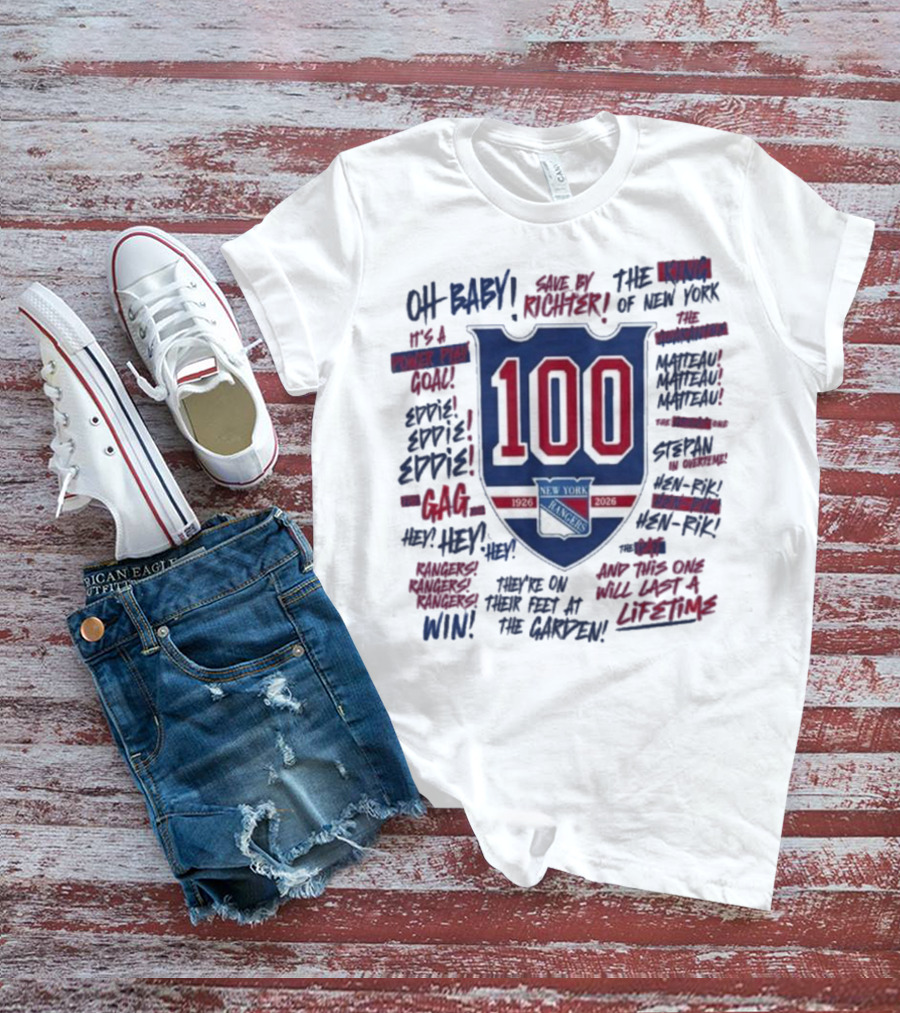 New York Rangers We Bleed Blue Centennial 100th Anniversary 1926-2026 NY Hockey Heritage T-Shirt