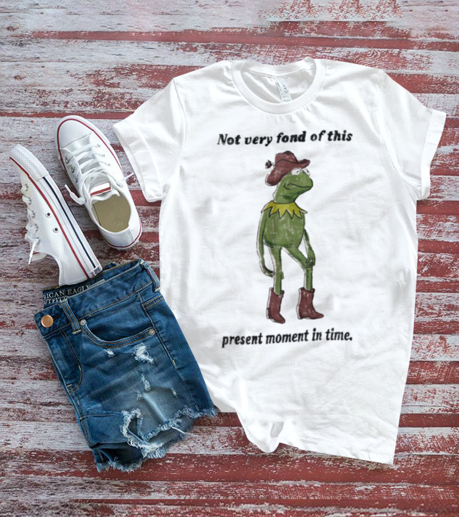 Not Very Fond Of This Present Moment In Time Frog Cowboy Boots Hat T-Shirt