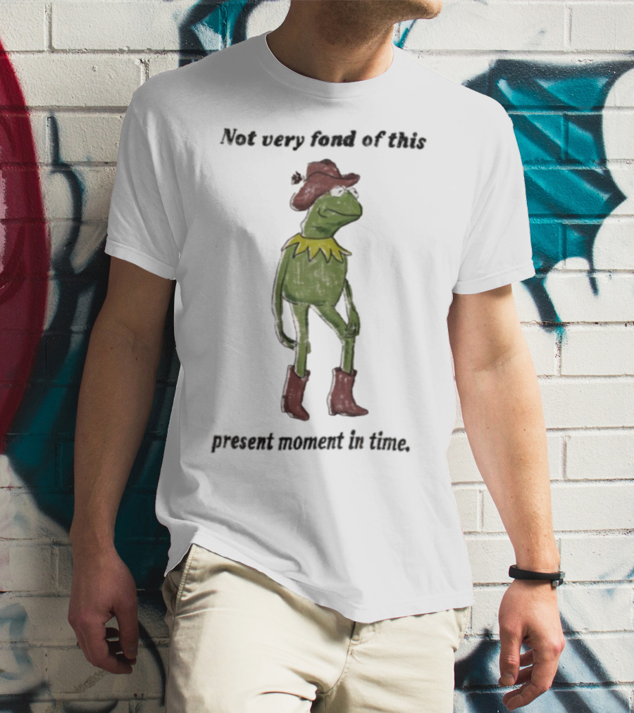 Not Very Fond Of This Present Moment In Time Frog Cowboy Boots Hat T-Shirt