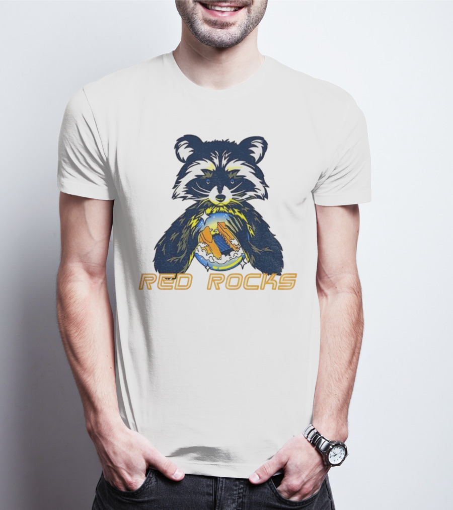 Red Rocks Raccoon Crystal Ball Graphic Tee T-Shirt