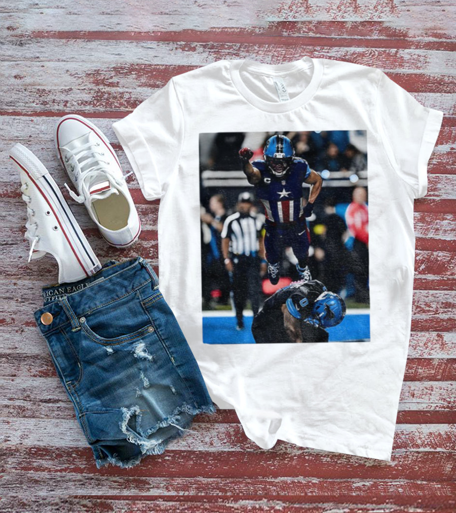 Detroit Lions Amon Ra St Brown Jahmyr Gibbs Captain America Spider-Man NFL Football T-Shirt