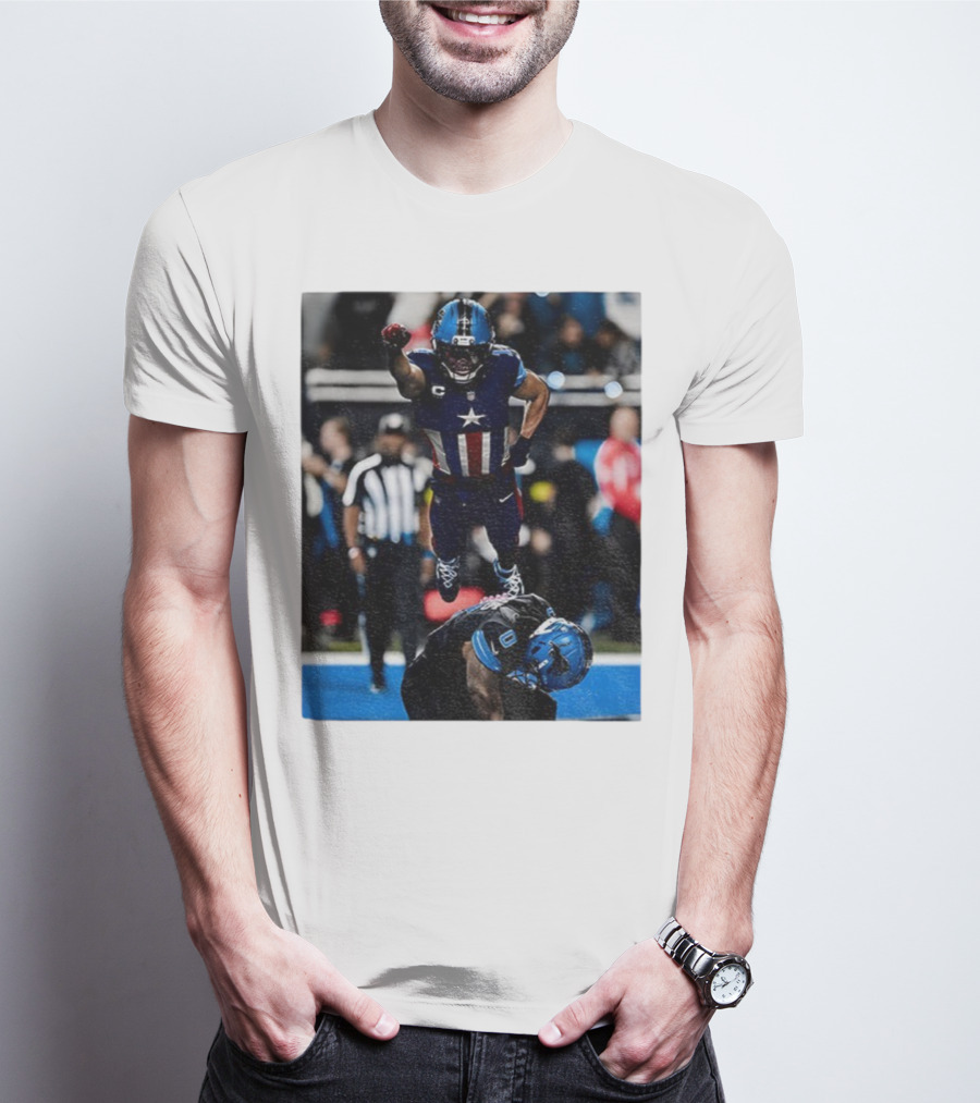 Detroit Lions Amon Ra St Brown Jahmyr Gibbs Captain America Spider-Man NFL Football T-Shirt