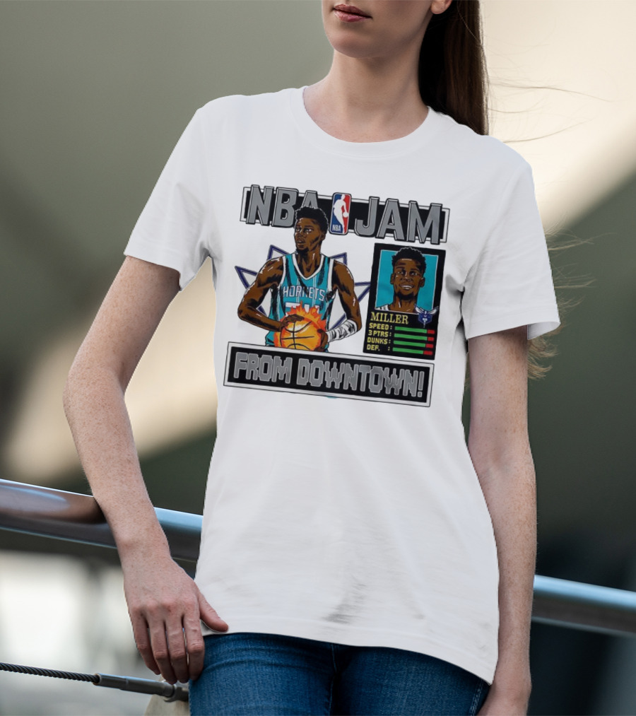 NBA Jam Brandon Miller Charlotte Hornets From Downtown Classic Video Game T-Shirt