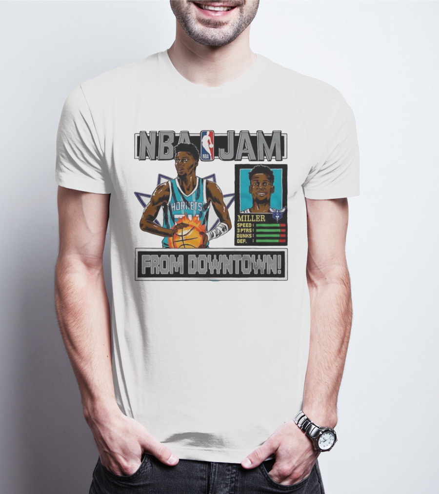 NBA Jam Brandon Miller Charlotte Hornets From Downtown Classic Video Game T-Shirt
