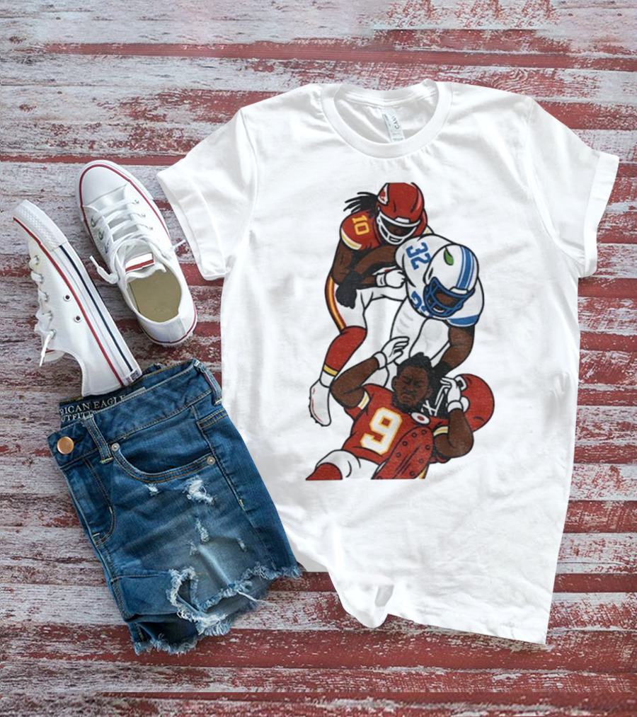 Brian Branch Tackle On Juju Smith-Schuster Detroit Lions Chiefs Football Art T-Shirt