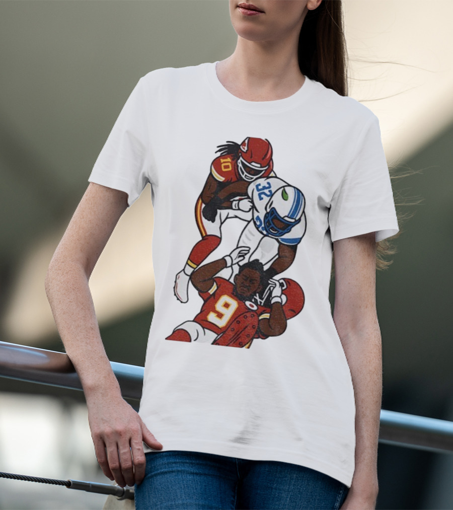 Brian Branch Tackle On Juju Smith-Schuster Detroit Lions Chiefs Football Art T-Shirt