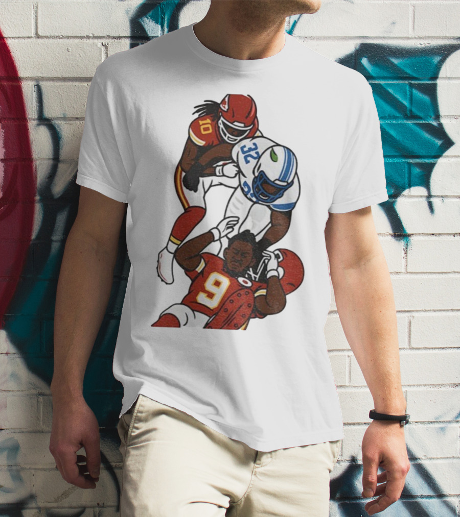Brian Branch Tackle On Juju Smith-Schuster Detroit Lions Chiefs Football Art T-Shirt
