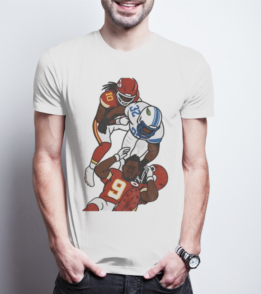 Brian Branch Tackle On Juju Smith-Schuster Detroit Lions Chiefs Football Art T-Shirt