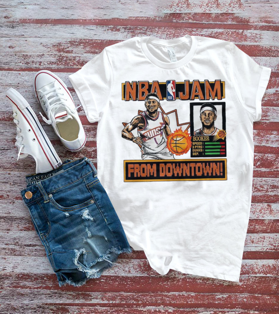 NBA Jam Devin Booker Suns From Downtown Classic Video Game T-Shirt