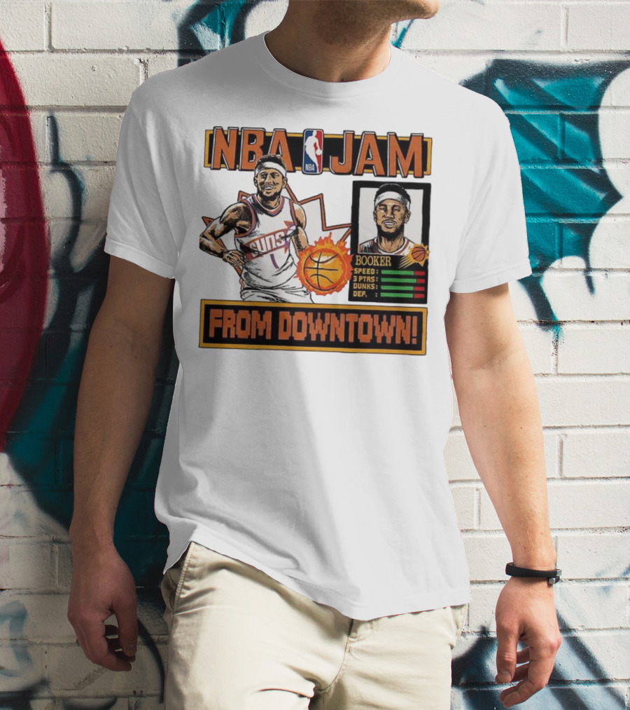 NBA Jam Devin Booker Suns From Downtown Classic Video Game T-Shirt