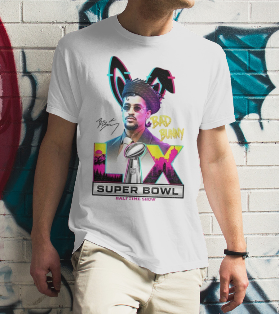 Bad Bunny Super Bowl LVI Halftime Show Signature NFL Icon T-Shirt