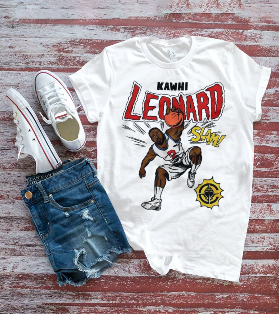 Kawhi Leonard Clippers Slam Comic Book Style Dunk Action T-Shirt