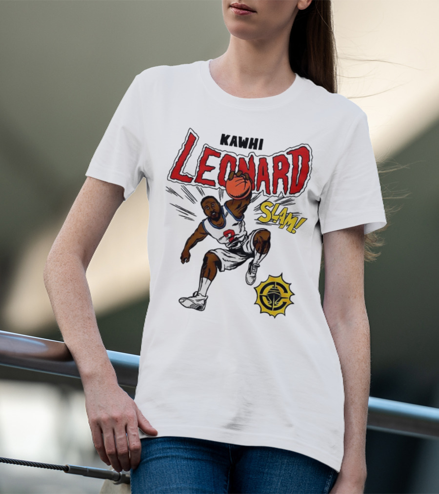 Kawhi Leonard Clippers Slam Comic Book Style Dunk Action T-Shirt