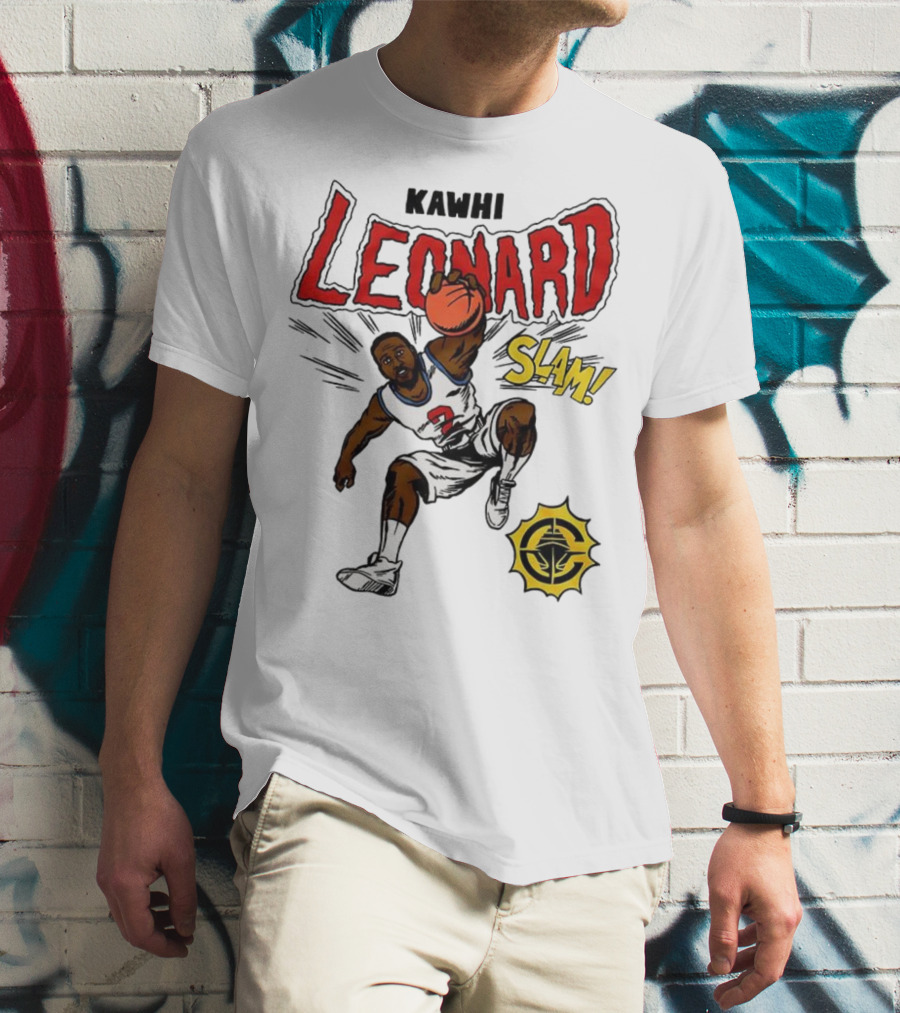 Kawhi Leonard Clippers Slam Comic Book Style Dunk Action T-Shirt
