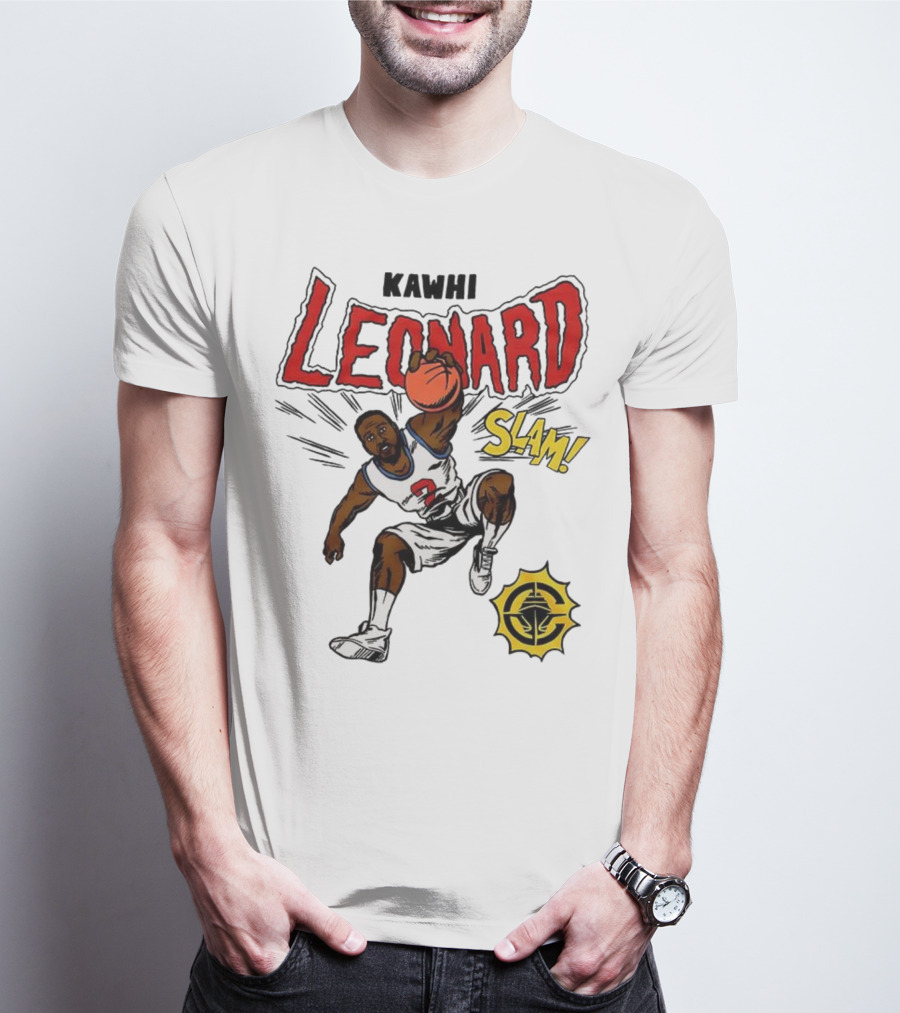 Kawhi Leonard Clippers Slam Comic Book Style Dunk Action T-Shirt