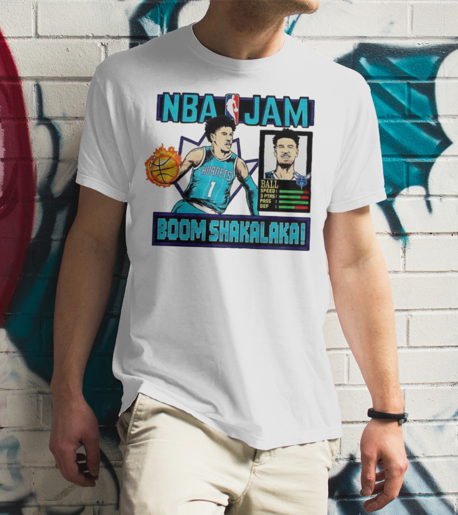NBA Jam LaMelo Ball Charlotte Hornets Boom Shakalaka Classic Video Game T-Shirt