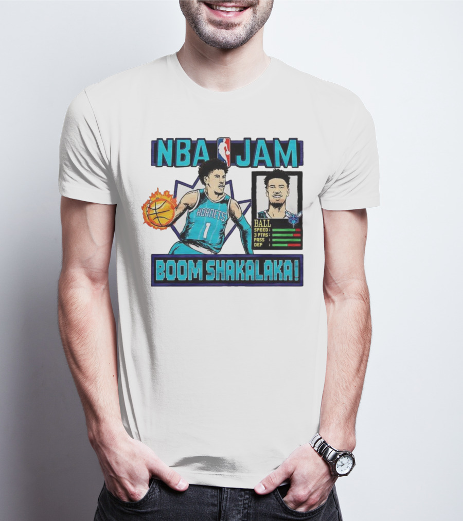 NBA Jam LaMelo Ball Charlotte Hornets Boom Shakalaka Classic Video Game T-Shirt