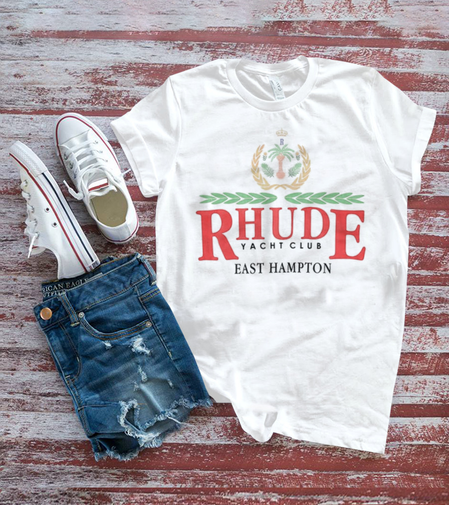 RHUDE Yacht Club East Hampton Emblem With Laurel And Anchor T-Shirt