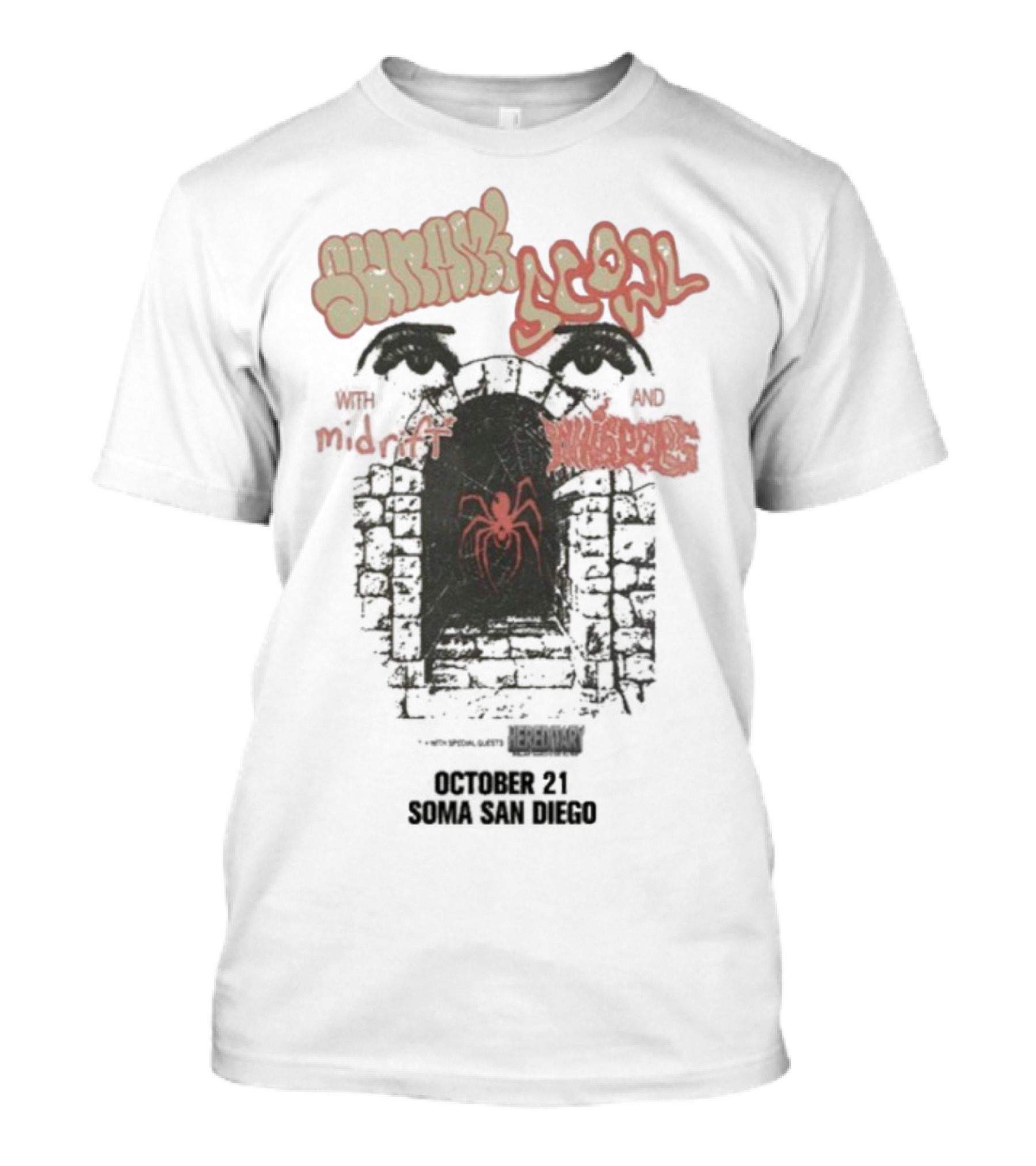 Sunami Scowl San Diego Soma Tour October 21 2025 Red Spider Design T-Shirt