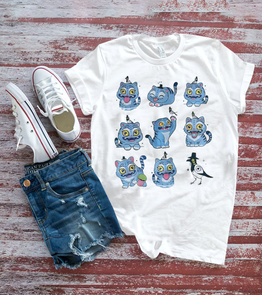 Tiger And Bird Cartoon Kpop Saja Boys Cute Expressions T-Shirt