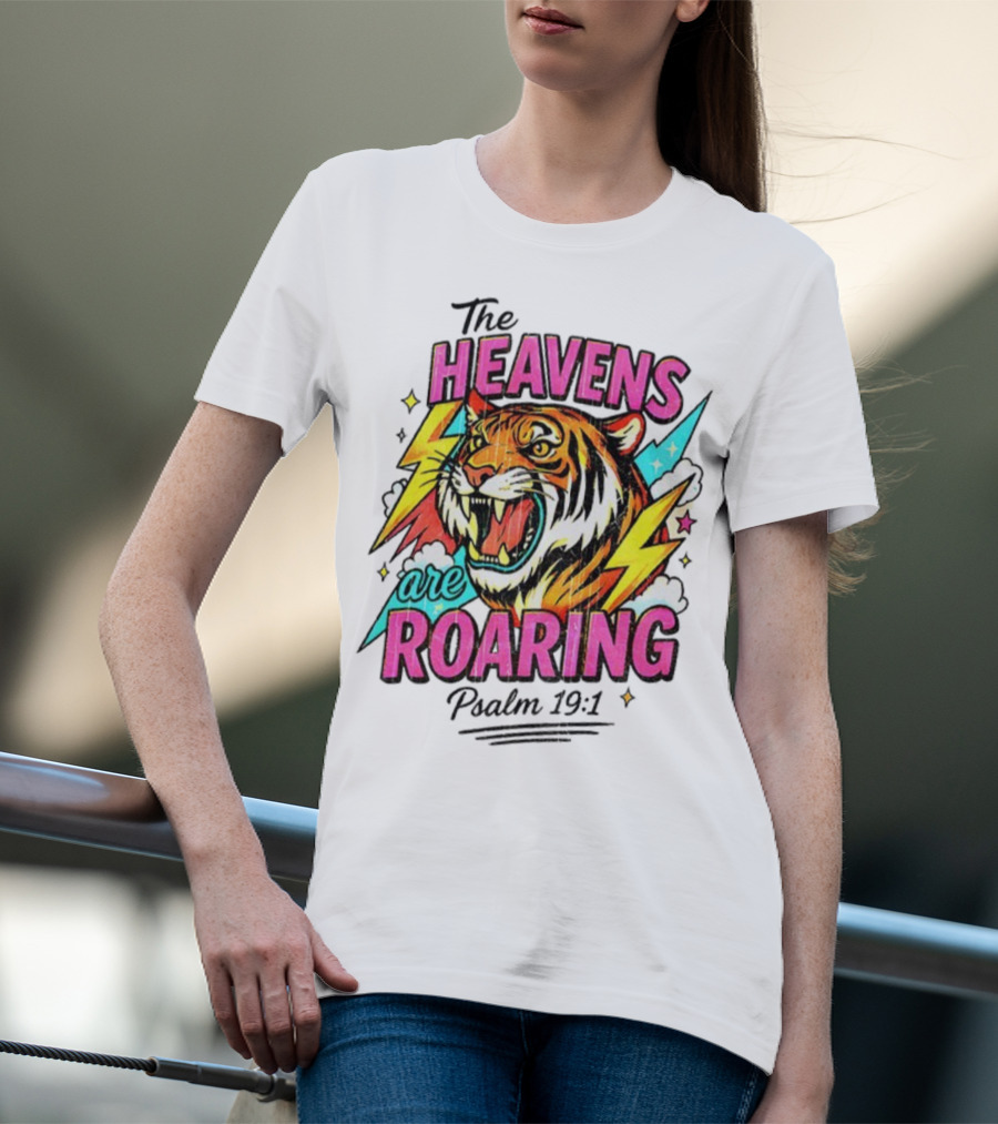 Tigers The Heavens Are Roaring Psalm 19:1 90s Style T-Shirt