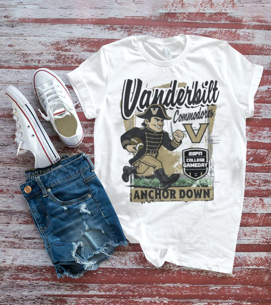 Vanderbilt Commodores Anchor Down ESPN College Gameday 2025 Mascot T-Shirt