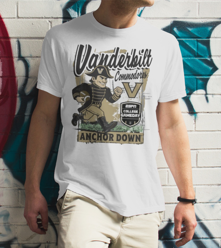 Vanderbilt Commodores Anchor Down ESPN College Gameday 2025 Mascot T-Shirt