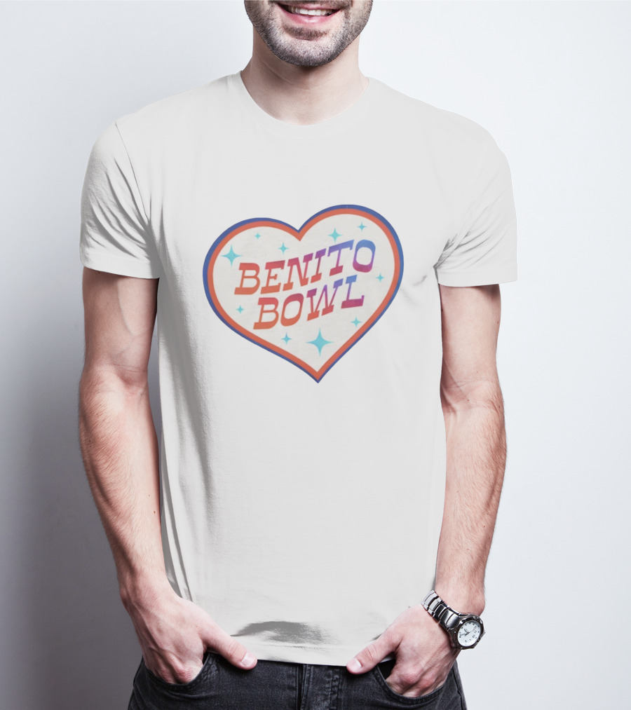 Benito Bowl Heart Design Football 2026 Super Bowl T-Shirt