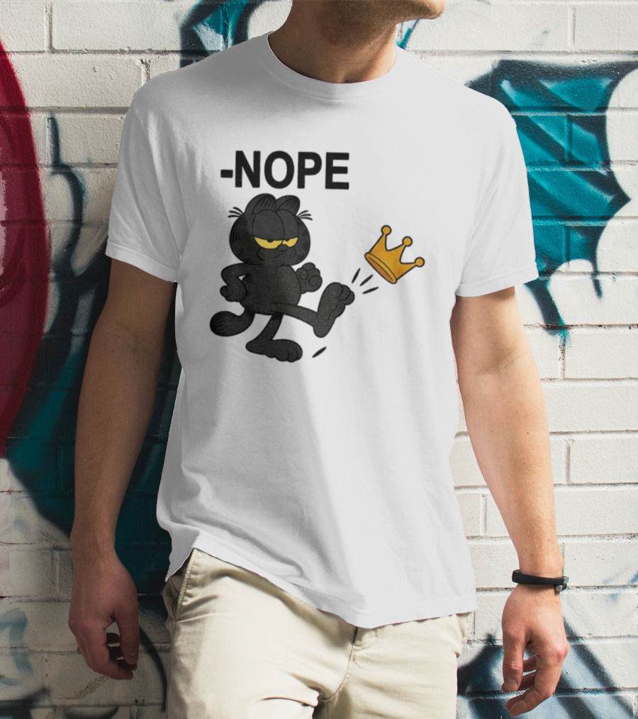 NOPE Black Cat Kicking Crown No Kings In America T-Shirt
