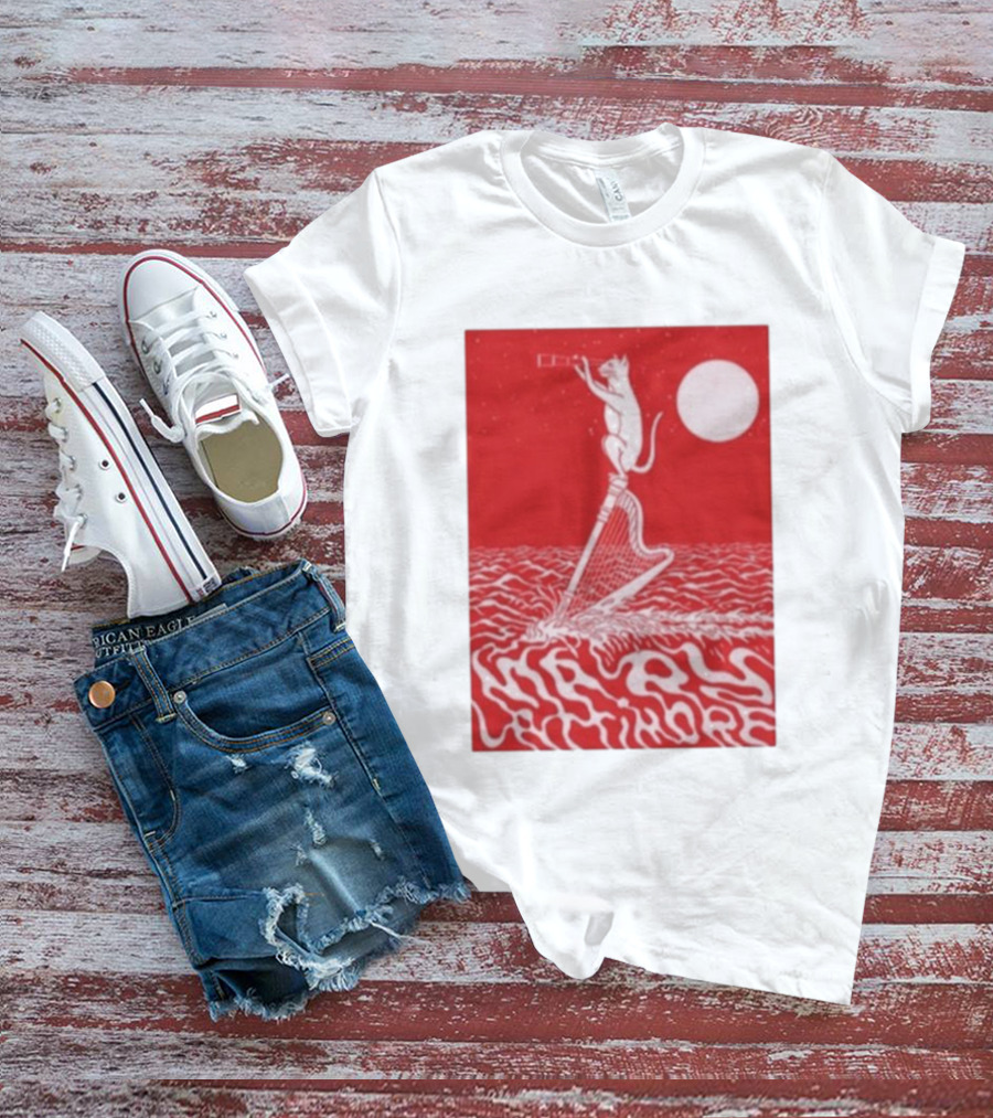 Mary Lattimore Harp Cat Under Full Moon T-Shirt