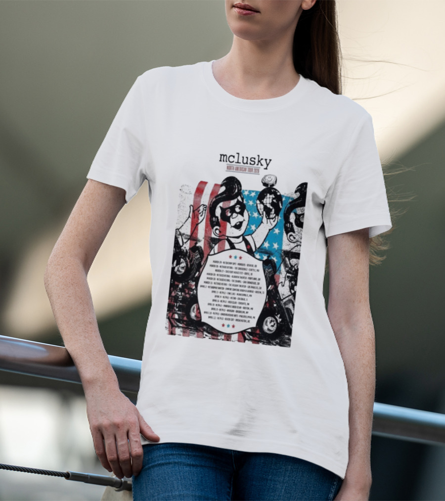 Mclusky North American 2026 Tour Red Blue Stripes March April Dates T-Shirt