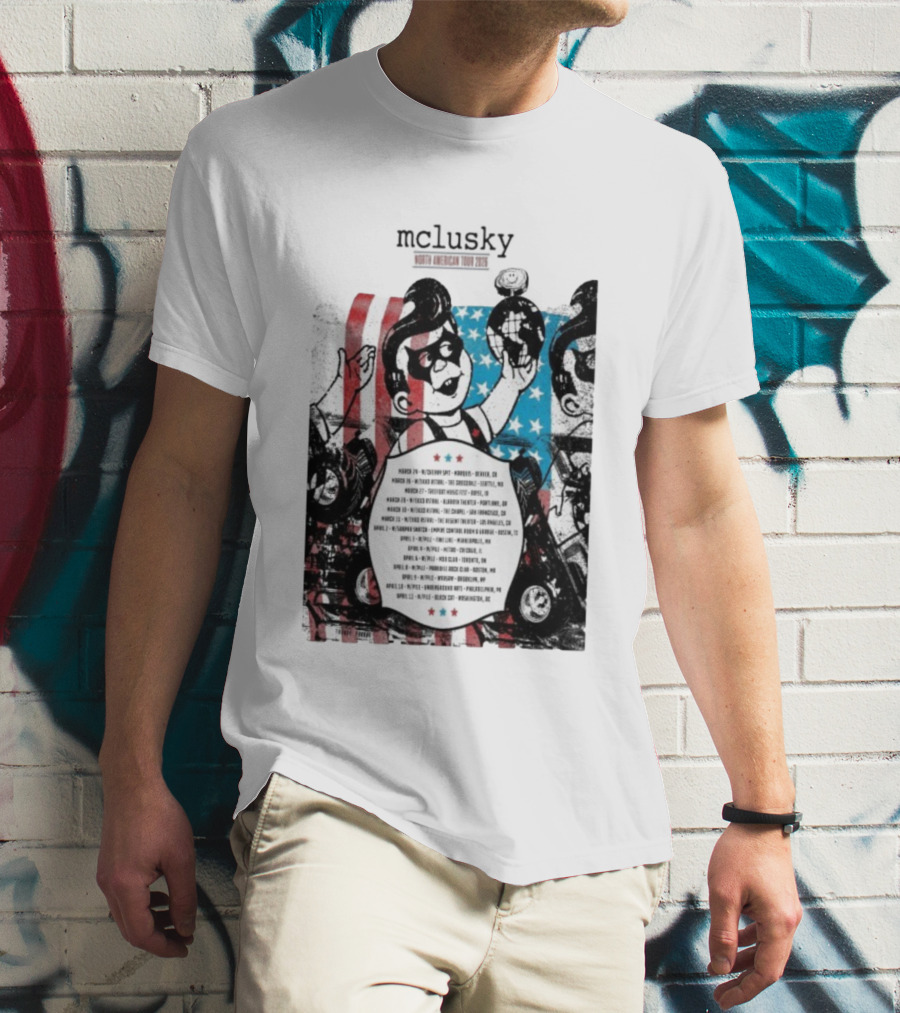 Mclusky North American 2026 Tour Red Blue Stripes March April Dates T-Shirt
