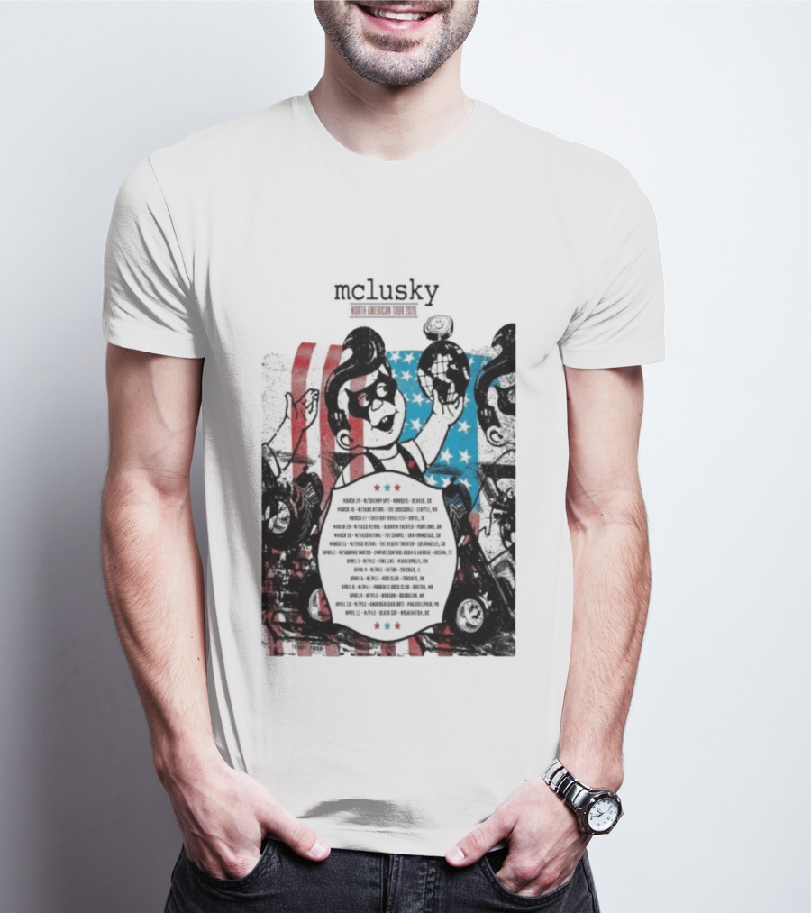 Mclusky North American 2026 Tour Red Blue Stripes March April Dates T-Shirt