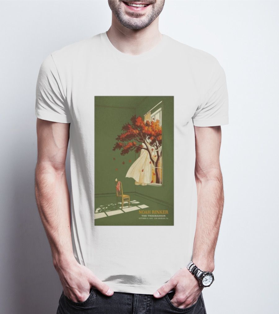 Noah Rinker The Troubadour Los Angeles Oct 21 2025 Autumn Tree Window Scene T-Shirt
