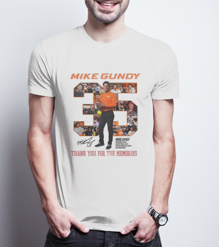 Mike Gundy 35 Years OSU Cowboy Football Thank You For The Memories T-Shirt