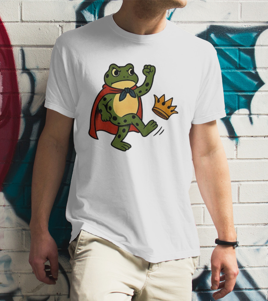 Portland Frog No Kings In America Anti Trump Kicking Crown T-Shirt